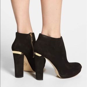 Michael Kors Haven Suede Black Zip Up Booties
